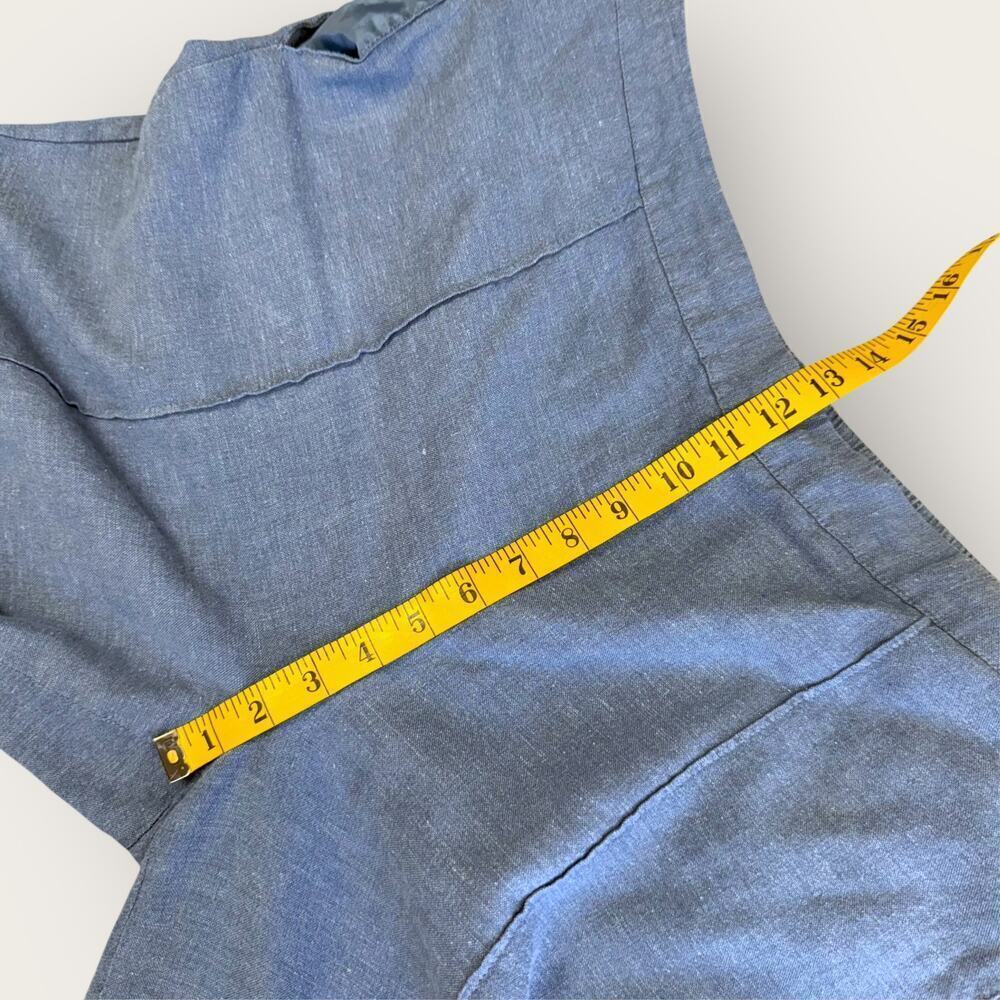 Coldwater Creek Vintage Linen Blend Cargo Crop Wide Leg Pants Pullon Size L Blue - Picture 12 of 14